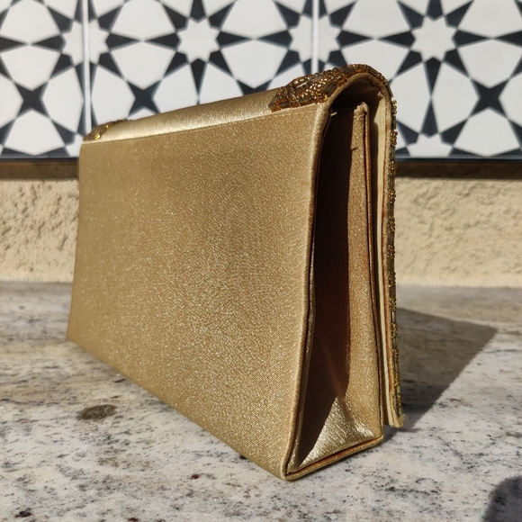 Vintage Gold Beaded Clutch Purse - Picture 4 of 5